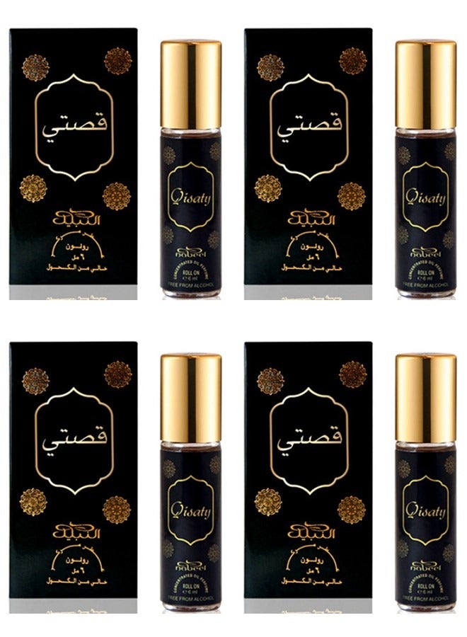Nabeel 4 Pcs Nabeel Qisaty 6 ML Roll On Perfume Oil Luxurious Long-Lasting Arabic Attar for Everyday Elegance - Image 1